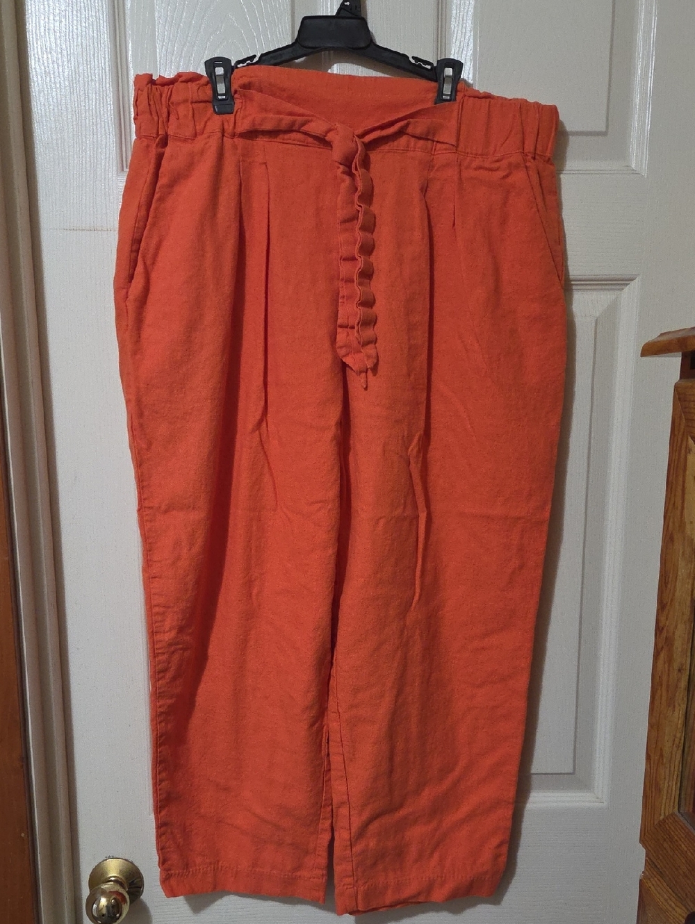 Women's Cropped Paperbag Waist Pants - Orange